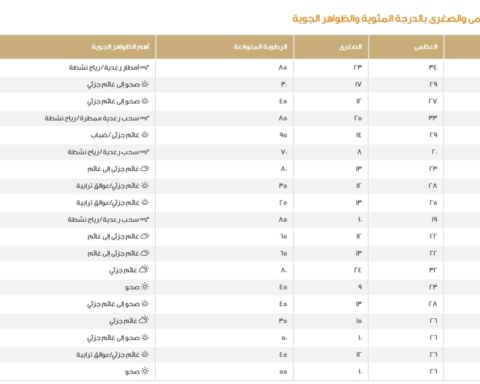 طقس السعودية اليوم: درجات الحرارة وتوقعات الأمطار والضباب