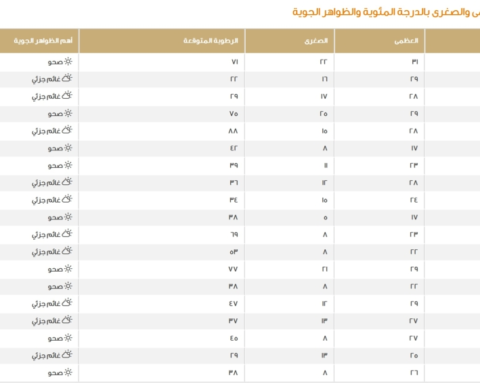 طقس السعودية: درجات الحرارة اليوم وتوقعات الأمطار والضباب