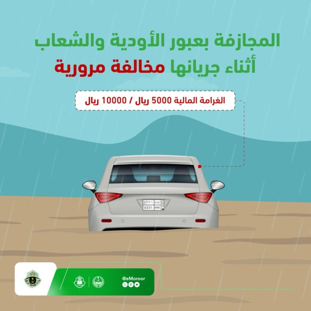 غرامة 10 آلاف ريال.. ضبط متهور عبر شعيباً في رماح