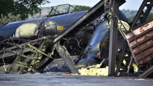 خروج قطار شحن عن مساره في كنتاكي وتسرب كبريت مصهور