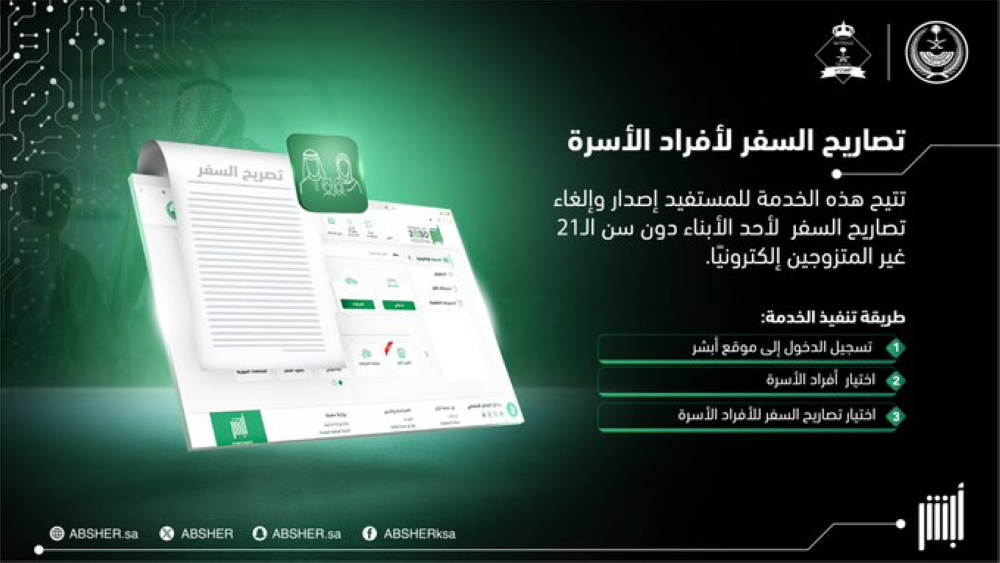 طريقة إصدار تصاريح السفر عبر أبشر في 3 خطوات - خدمات الأسرة