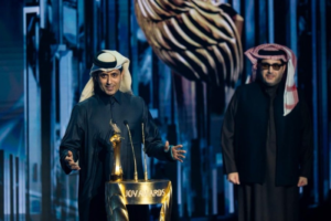 Turki Al-Sheikh honors Nasser Al-Khelaifi with the Diamond Award at JOY AWARDS