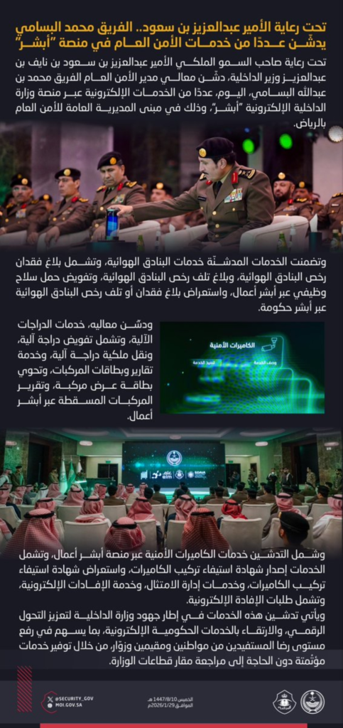 Public Security adds security camera and weapons services to the Absher platform