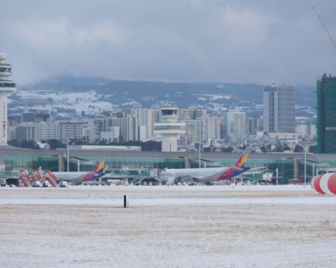 الثلوج تشل مطار جيجو بكوريا الجنوبية | آلاف الركاب عالقون