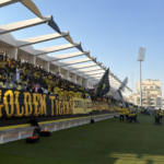 Al-Ittihad fans support the team ahead of their AFC Champions League match against Al-Gharafa