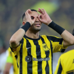 Youssef En-Nesyri scores his first goal for Al-Ittihad against Al-Gharafa in the AFC Champions League