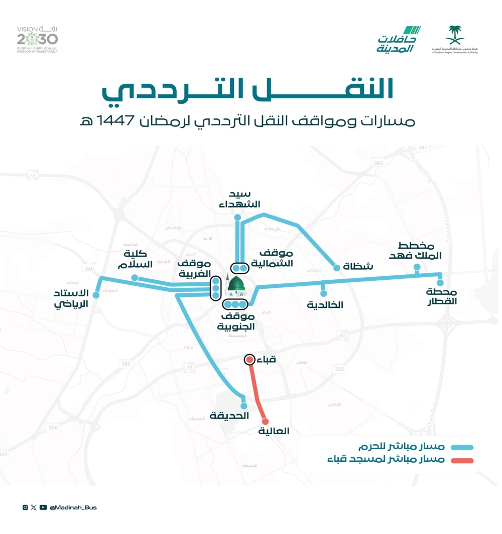 حافلات المدينة: خريطة ومحطات النقل الترددي في رمضان