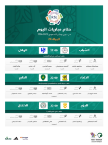 حكام الجولة 24 بدوري روشن: قمة بين الهلال والشباب