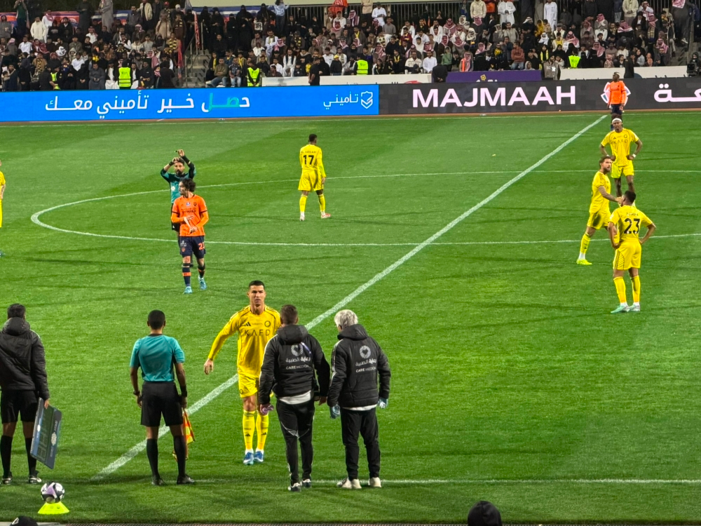 رد فعل رونالدو الغاضب بعد هدف الفيحاء في دوري روشن السعودي