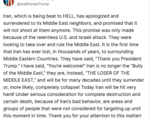 ترامب وإيران: الرئيس الأمريكي يعلن استسلام طهران لجيرانها