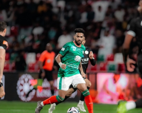 Khaled Al-Ghannam leads the Saudi scorers in the Roshan League with 9 goals