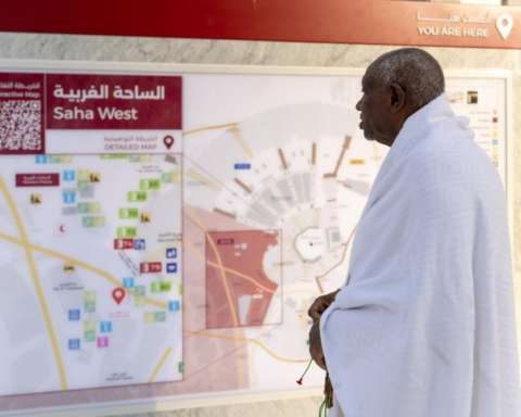Smart directional signs in the Grand Mosque to serve pilgrims