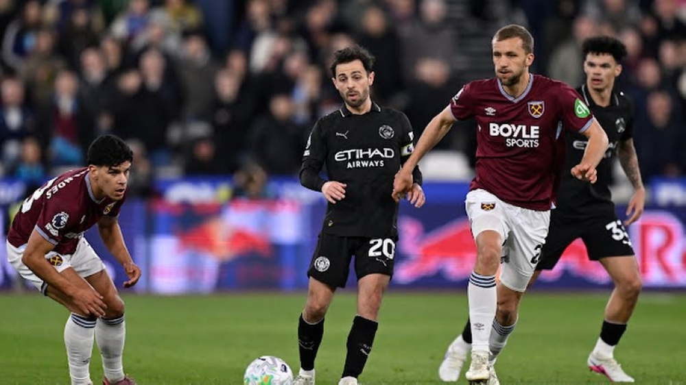 Manchester City and West Ham drew 1-1 in the English Premier League