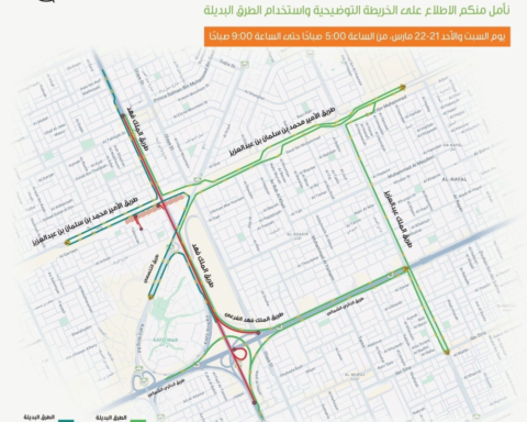 إغلاق طريق الملك فهد بالرياض لصالح مشروع المسار الرياضي