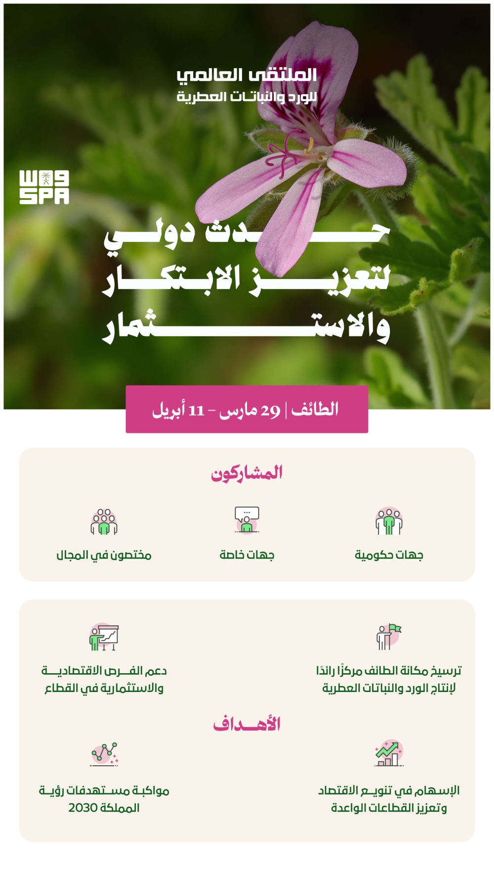 أهداف وفعاليات الملتقى العالمي للورد والنباتات العطرية